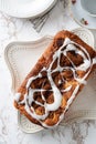 Top view apple fritter loaf cake