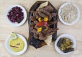 Top view of arabic dishes with meat