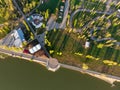 Top view of a area of the embankment of Taganrog city in a spring morning