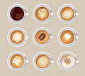 Top view of aromatic cups with tasty coffee Royalty Free Stock Photo