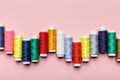 Top view of arranged colorful thread