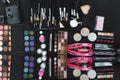 top view of arranged various makeup equipment Royalty Free Stock Photo
