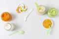 top view arrangement with baby food. High quality photo