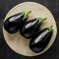 top view arrangement eggplants. High quality photo