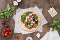 top view arrangement with pizza. High quality photo