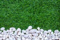 Top view artificial green grass field texture and small white stone abstract background Royalty Free Stock Photo