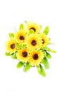 Top View Of Artificial Sunflower Bunch. Royalty Free Stock Photo