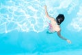 Top view Asia woman enjoy in the swimming pool