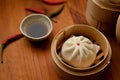 Top view, Asian Chinese food, Steamed pork bun Royalty Free Stock Photo