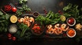 Top View of Asian Food with various ingredients Vietnam or Thai Cuisine Selective Focus Background Royalty Free Stock Photo