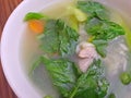 Asian Green vegetable with meat soup