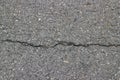 top view asphalt road surface outdoor image for background with cracks and soil subsidence