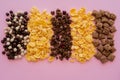 top view of assorted breakfast cereals Royalty Free Stock Photo