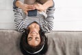 Top view of an attractive young afro american woman Royalty Free Stock Photo