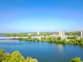 Top view Austin Colorado River and nature area in sunny summer d Royalty Free Stock Photo