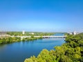 Top view Austin Colorado River and nature area in sunny summer d Royalty Free Stock Photo