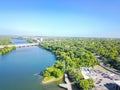 Top view Austin Colorado River and nature area in sunny summer d Royalty Free Stock Photo