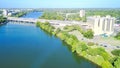 Top view Austin Colorado River and nature area in sunny summer d Royalty Free Stock Photo