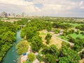 Top view Austin downtown from Barton Creek Greenbelt Royalty Free Stock Photo