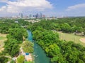 Top view Austin downtown from Barton Creek Greenbelt Royalty Free Stock Photo