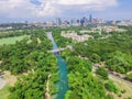 Top view Austin downtown from Barton Creek Greenbelt Royalty Free Stock Photo