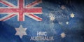 Top view of Australian Customs 1901 1903, Australia retro flag with grunge texture. Australian patriot and travel concept. no