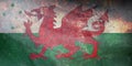 Top view of Australian Welsh heritage, Australia retro flag with grunge texture. Australian patriot and travel concept. no