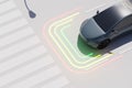Top view of autonomous smart car driving on the road Royalty Free Stock Photo