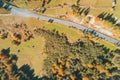 Top view on the autumn landscape