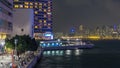 Avenue of Stars in Hong Kong at night timelapse. It honours celebrities of the Hong Kong film industry.