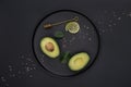 top view avocado lime plate Royalty Free Stock Photo