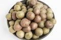 Top View Of Baby Potatoes In A Ceramic Bowl Royalty Free Stock Photo