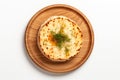 Top View, Baked Camembert On A Wooden Boardon White Background Top View, Camembert, Wooden Board, Wh