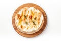 Top View, Baked Camembert On A Wooden Boardon White Background Top View, Camembert, Wooden Board, Wh