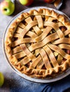 Top view of a baked homemade apple pie