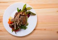 Top view of baked rack of lamb with vegetables Royalty Free Stock Photo
