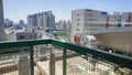 top view from the balcony on the city of Beer Sheva Negev Israel south of the country, parking, buildings, pigeons