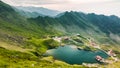 Top view of Balea Lake in Romania