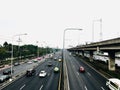 Top view of Bangkok motorway in a rush hour