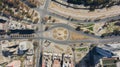 Top view of the Baquedano Plaza in Santiago, Chile during the quarantine Royalty Free Stock Photo