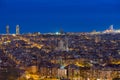 Top view of Barcelona city skyline during evening in Barcelona, Catalonia, Spain Royalty Free Stock Photo