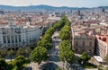 Top view on Barcelona street - La Rambla Royalty Free Stock Photo