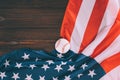 top view of baseball ball and american flag Royalty Free Stock Photo