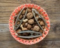 Top view of basket with dried fruit Royalty Free Stock Photo