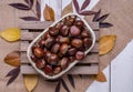 Top view of a basket full of chestnuts Royalty Free Stock Photo