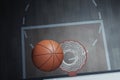 Top view basketball hoop on empty dark background 3d illustrations