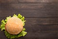 Top view bbq hamburger on the wooden background Royalty Free Stock Photo