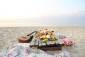 Top view beach picnic table Royalty Free Stock Photo