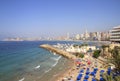 Top view on the beach Poniente. Benidorm, Spain.