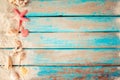 Top view of beach sand with shells, starfish Royalty Free Stock Photo